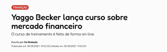 Notícia Redação - Yaggo Becker