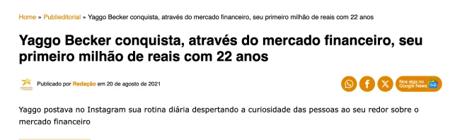 Notícia segundária - Yaggo Becker